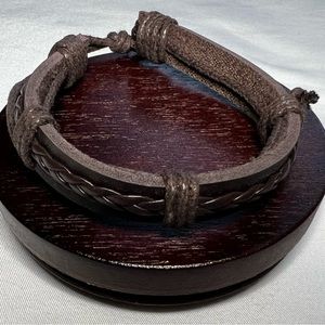 Stylish Adjustable Brown Genuine Leather Bracelet